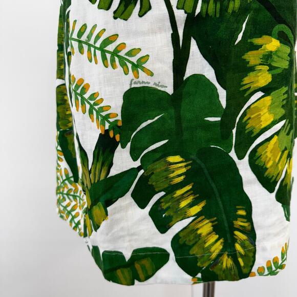 Farm Rio Tropical Forest Linen Mini Dress Off-White Green S - Picture 10 of 16
